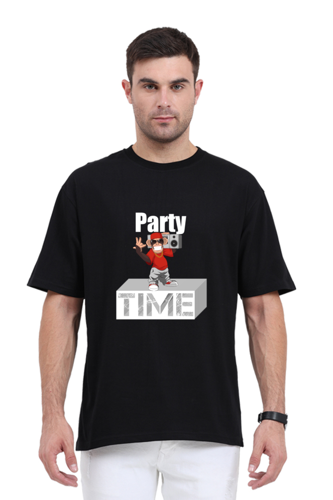 Monkey Party Time Print Oversized T shirt